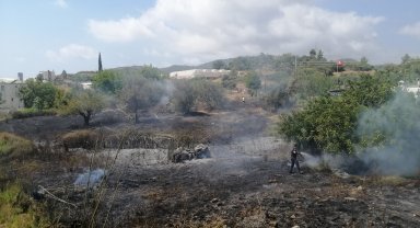 Bahçede başlayan yangın büyümeden söndürüldü