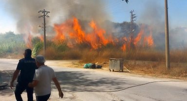 Sazlık yangınına hortum ve yangın tüpleriyle müdahale ettiler