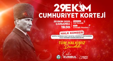 Serik'te Cumhuriyet korteji ve halk konseri