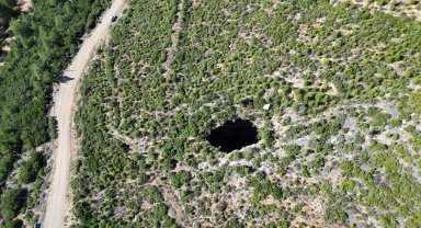 90 metrelik obruğa iniş anını kaydetti