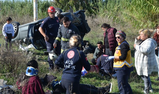 Şarampole yuvarlanan otomobildeki anne, baba ile çocukları yaralandı