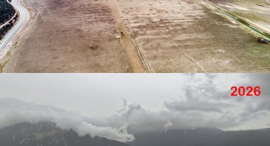 Hayvanların otladığı Avlan Gölü'nde su sevinci