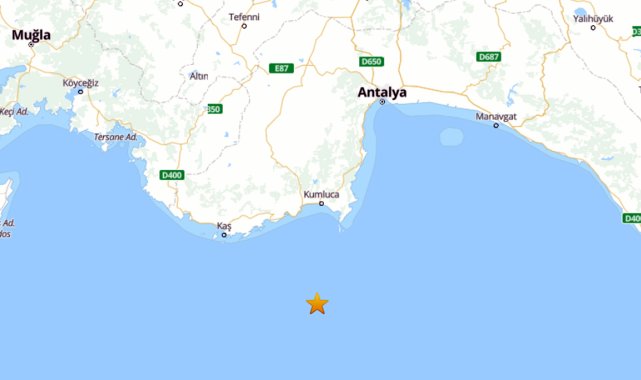 Antalya açıklarında 4.7 büyüklüğünde deprem