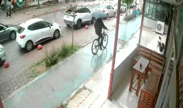 Bisikletle gelip motosikleti çaldı