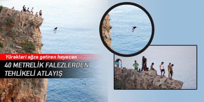 Antalya’da 40 metrelik falezlerden tehlikeli atlayış