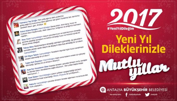 Büyükşehir, Antalyalıların yeni yıl dileklerini caddelere taşıdı