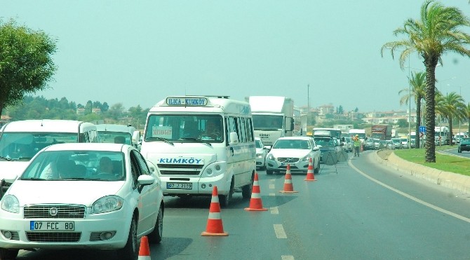 Manavgat çevre yolu köprüsünde trafik felç
