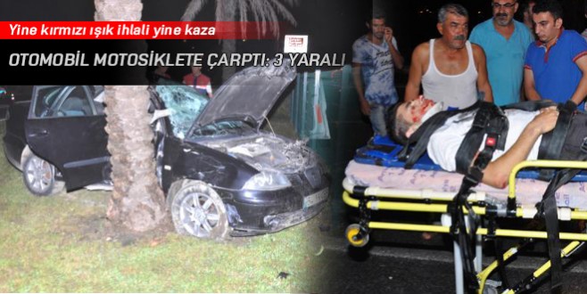 Otomobil motosiklete çarptı: 3 yaralı