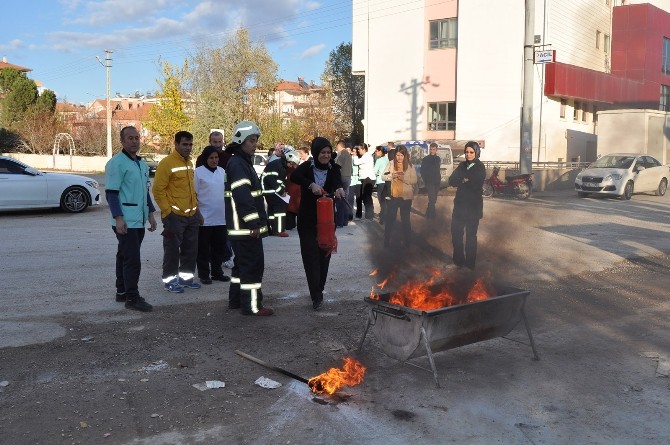 Özel hastanede yangın tatbikatı