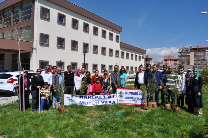 Personel, hastane bahçesinde fidan dikti