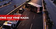 Hızla çarpan otomobil kamyonu yan yatırdı!