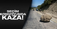 Subaşı'nın seçim aracına kaya parçası düştü!