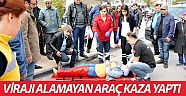 Virajı alamayan araç kaza yaptı