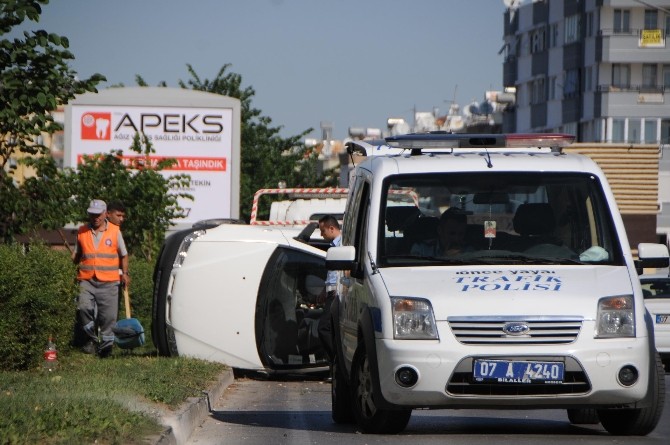 Takla atan otomobilden sağ kurtuldu
