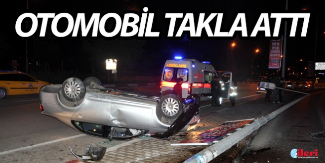 Takla atan otomobilin içerisinden burnu bile kanamadan çıktı