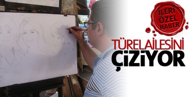 Türel ailesini çiziyor